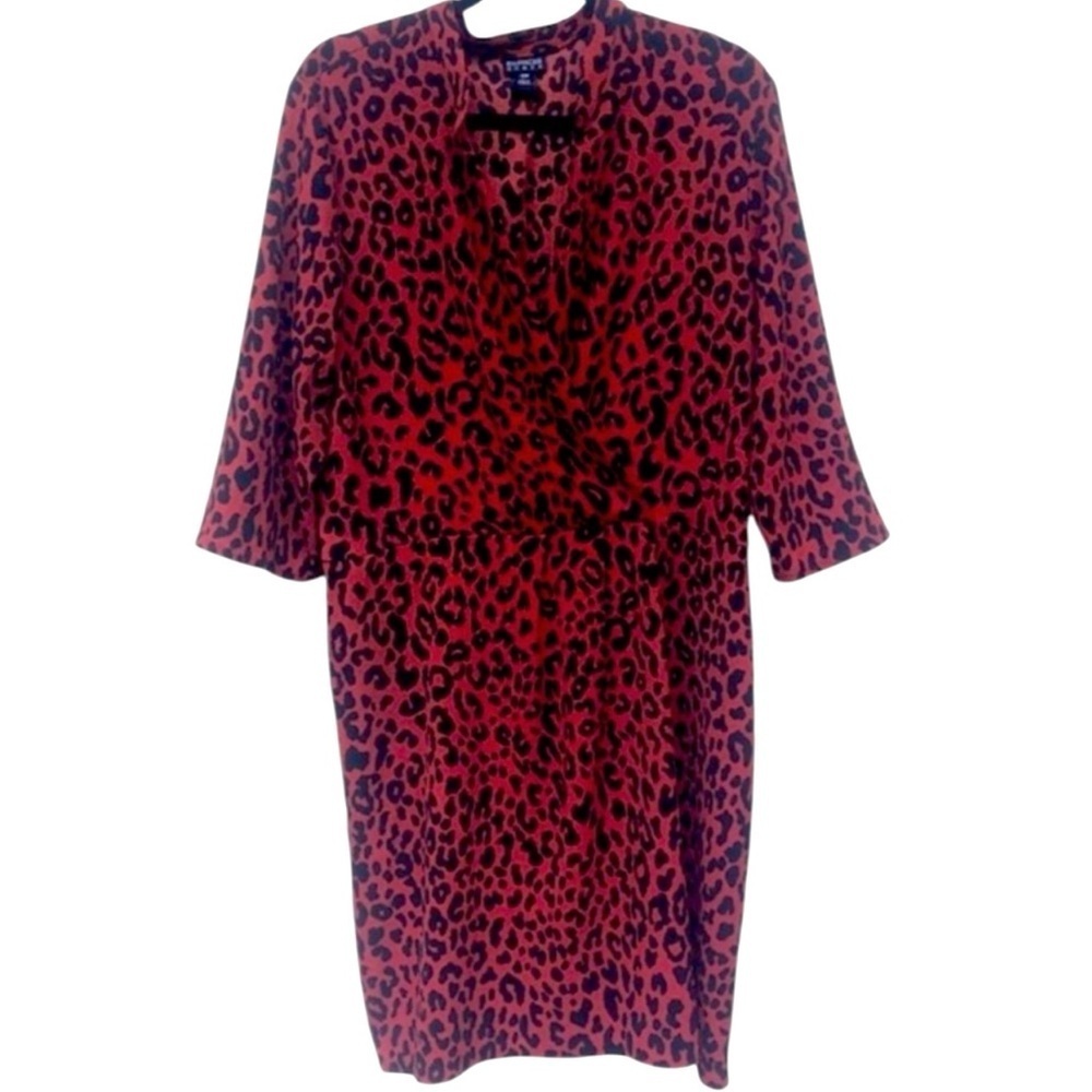 En Focus leopard print drape dress 18W